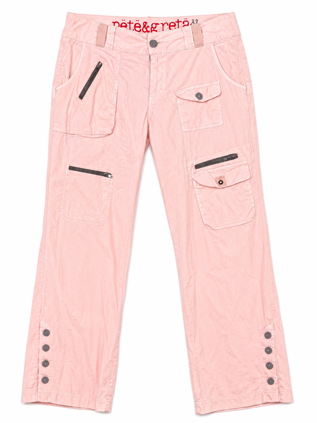 Pete & Greta Johnny Was Pink Cargo Pants 6 Utility Zipper Button Cuff Y2k Boho